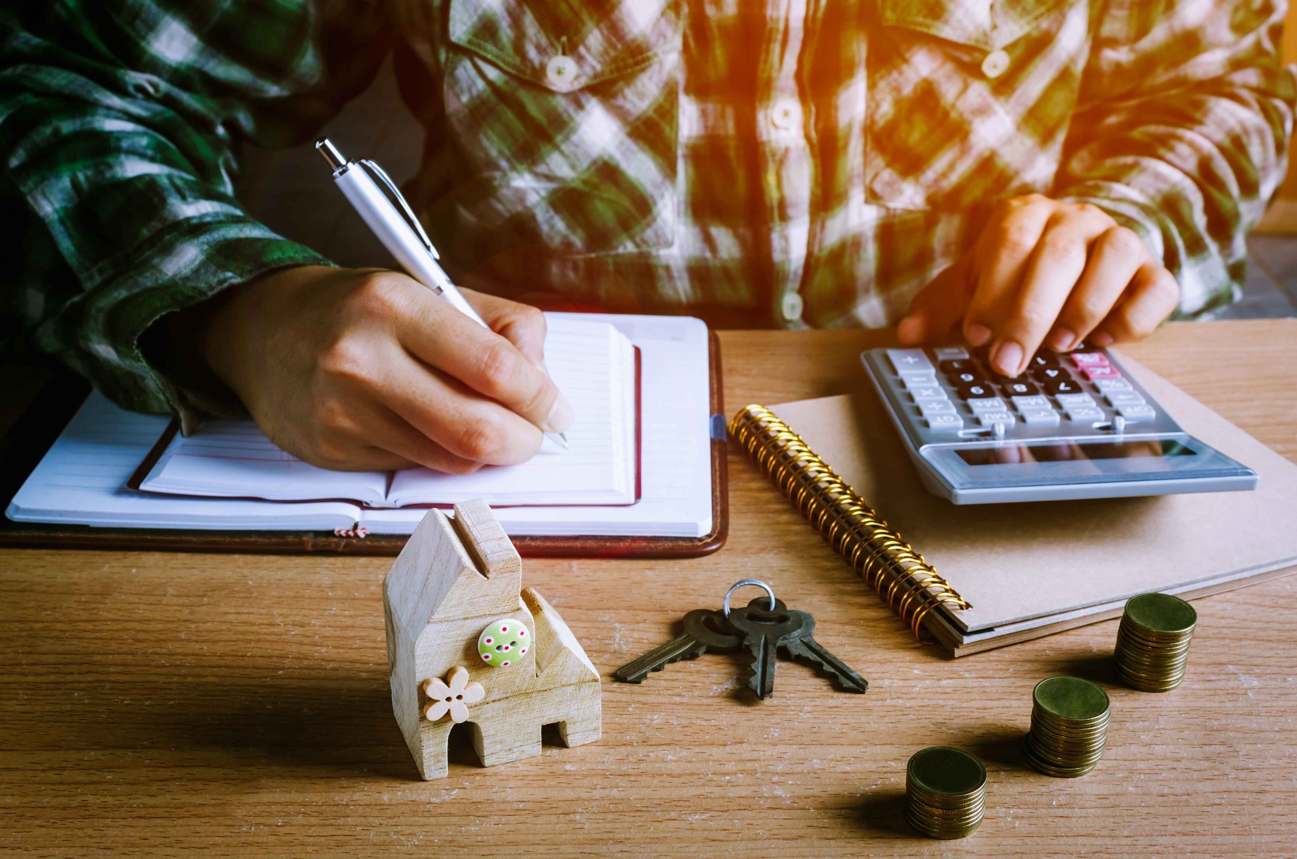 hands-working-with-office-items